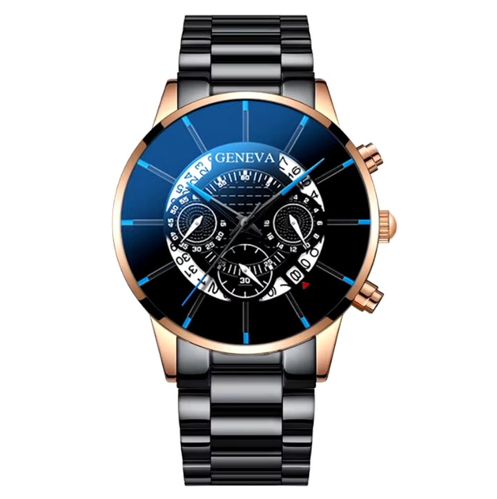 Men's Stainless Steel Quartz Watch - Casual Business Calendar Timepiece