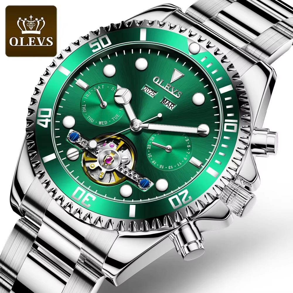 Luxury Brand 6605 Men Wristwatch Stainless Steel Band Automatic Mechanical Watch Men Relogio Montre Homme Clock