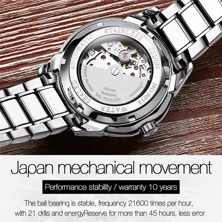 8014 Oem Watch Custom Logo Wholesale Luxury Japanese Movement Stainless Steel Date Waterproof Mechanical Watch for Men