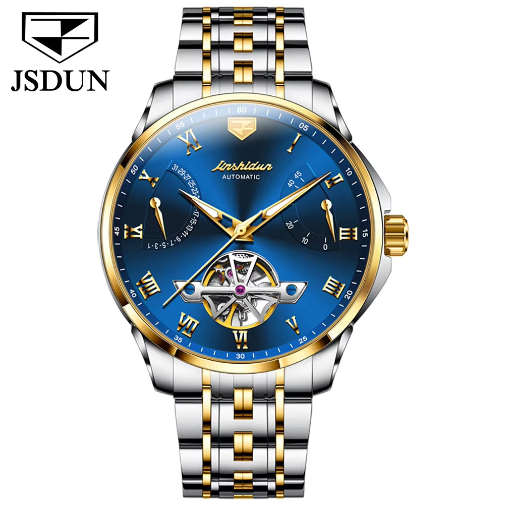 JSDUN 8912 New Design Popular OEM Watch Skeleton Tourbillon Luxury Band Sports Luminous Automatic Mechanical Watches for Men