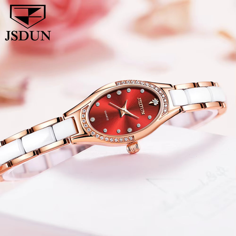 8842 Ellipse Fashion Hollow Out Wristwatches Waterproof Automatic Mechanical Watches Oval Women Wrist