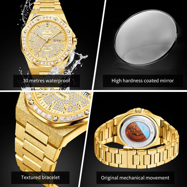 9803 Gold Watch Iced Out All Diamonds Men Watch New Product Luxury Men'S Watch Bling Jewelry Stainless Steel